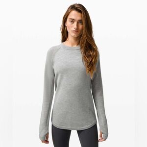 Lululemon Rest Less Pullover Long Sleeve Heathered Grey Thumbholes Size 6